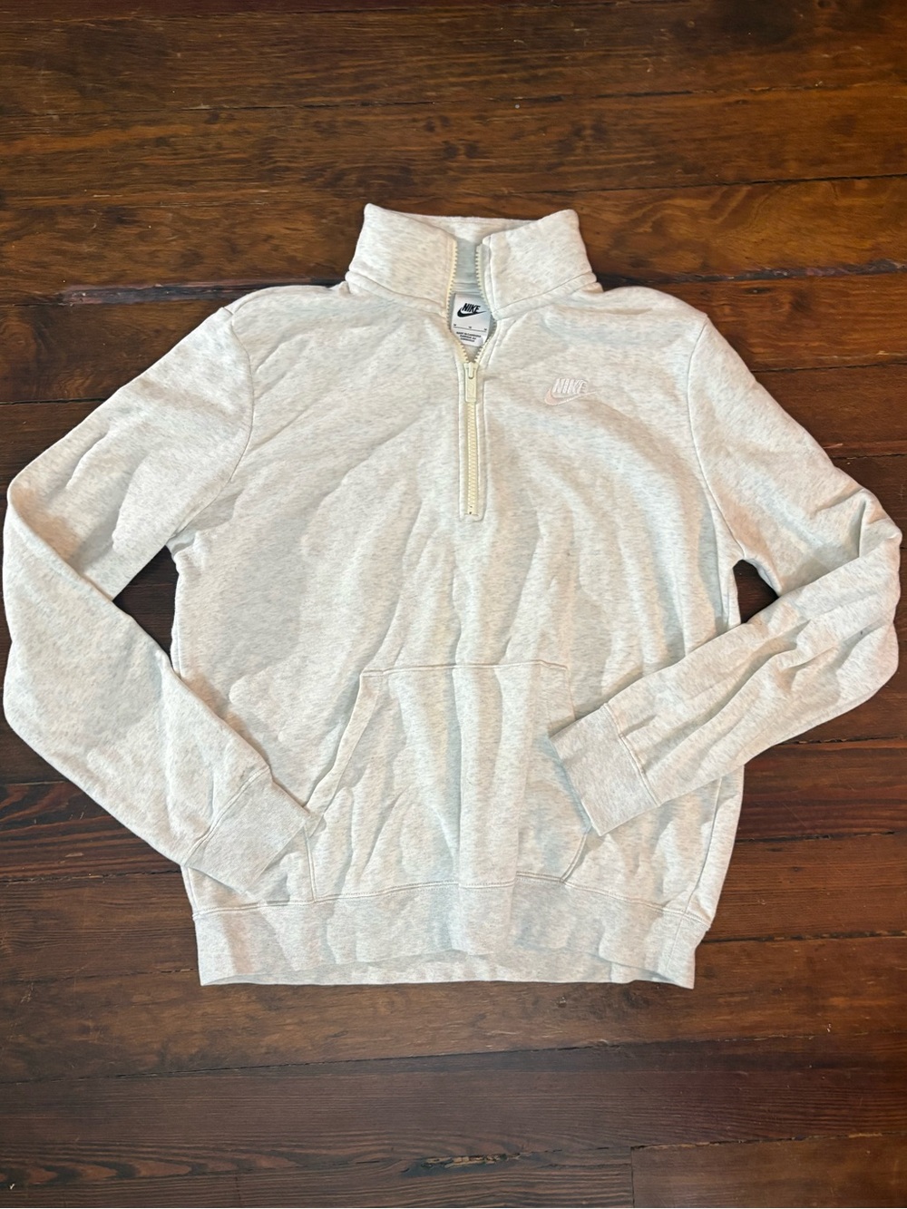 Nike light pale gray half zip jacket sweatshirt cozy size M